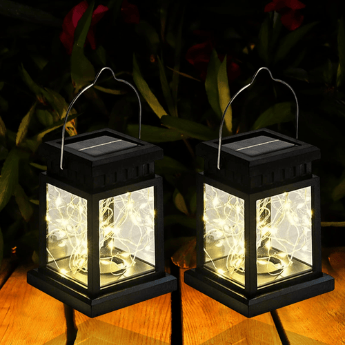 2 Pack Outdoor Hanging Solar Lights, LED Fairy Lights Waterproof Solar Lantern Outdoor for Balcony Garden Courtyard Patio Decoration (Warm White) EasyOptionXY LLC