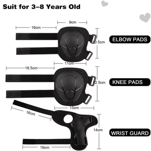 Kids Guards Protective Gear for 3-8 Years Toddlers, Knee and Elbow Pads with Wrist Guards 3 in 1 Sports Gear Set for Bike, Roller Skating, Skateboard, Black EasyOptionXY LLC