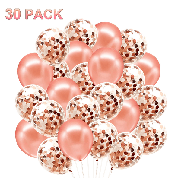 30 Pcs Rose Gold Balloons - 12 Inch Birthday Party Supplies with 10 Latex Balloons and 20 Confetti Balloons, Rose Gold Balloons Set for Birthday Baby Shower Party Decorations EasyOptionXY LLC