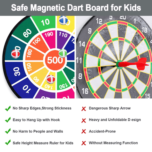 Kids Dart Board Game Set, 28.7 inch Dart Board with 16 Stick Balls and Hook, Indoor Outdoor Yard Party Sports Game Toys, Christmas Birthday Gift for Boys Girls Age 3 4 5 6 7 8 9 10 11 12 EasyOptionXY LLC