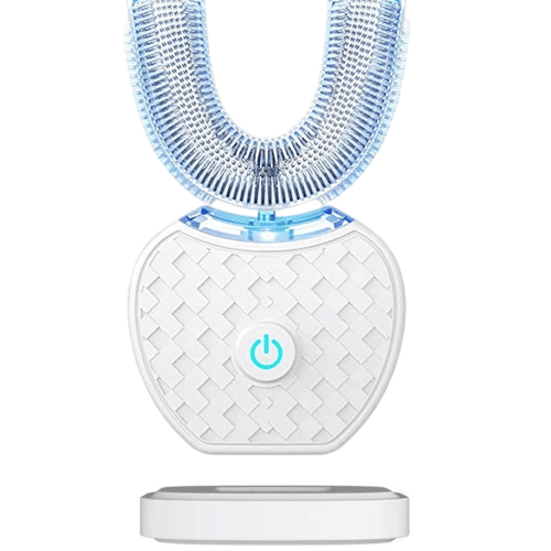 Ultrasonic Automatic Toothbrush, 360? Electric Sonic Toothbrush for Teeth Whitening, U-Shaped Wireless Charging Toothbrush for Gums Protection (White) EasyOptionXY LLC
