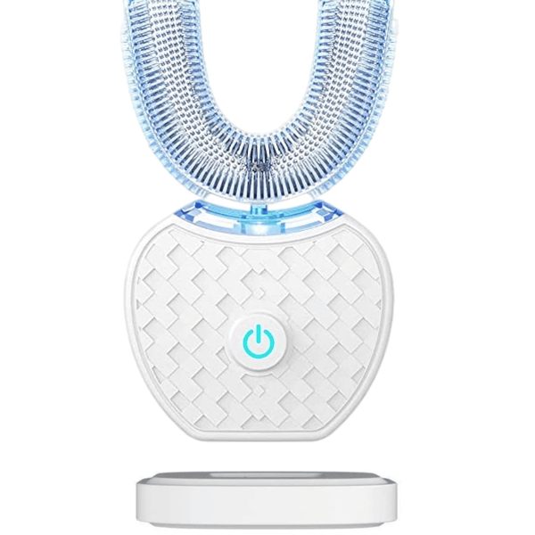 Ultrasonic Automatic Toothbrush, 360? Electric Sonic Toothbrush for Teeth Whitening, U-Shaped Wireless Charging Toothbrush for Gums Protection (White) EasyOptionXY LLC