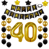 40th Birthday Decorations Kit, Large Number 40 Balloons, Black and Gold Happy Birthday Banner with Latex and Star Balloons, 40 Birthday Balloons Set Party Supplies, 24 Pack EasyOptionXY LLC