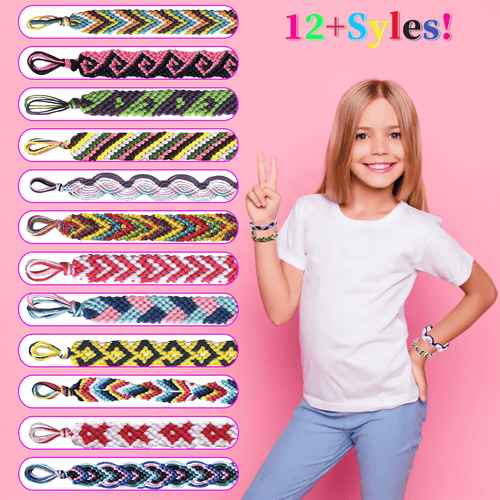 Braiding Friendship Bracelet Making Kit, Kids Jewelry Making Kit with 25 Pre-Cut Threads, Arts and Crafts Toy for 8-12 Year Old Girls Christmas Birthday Gifts EasyOptionXY LLC