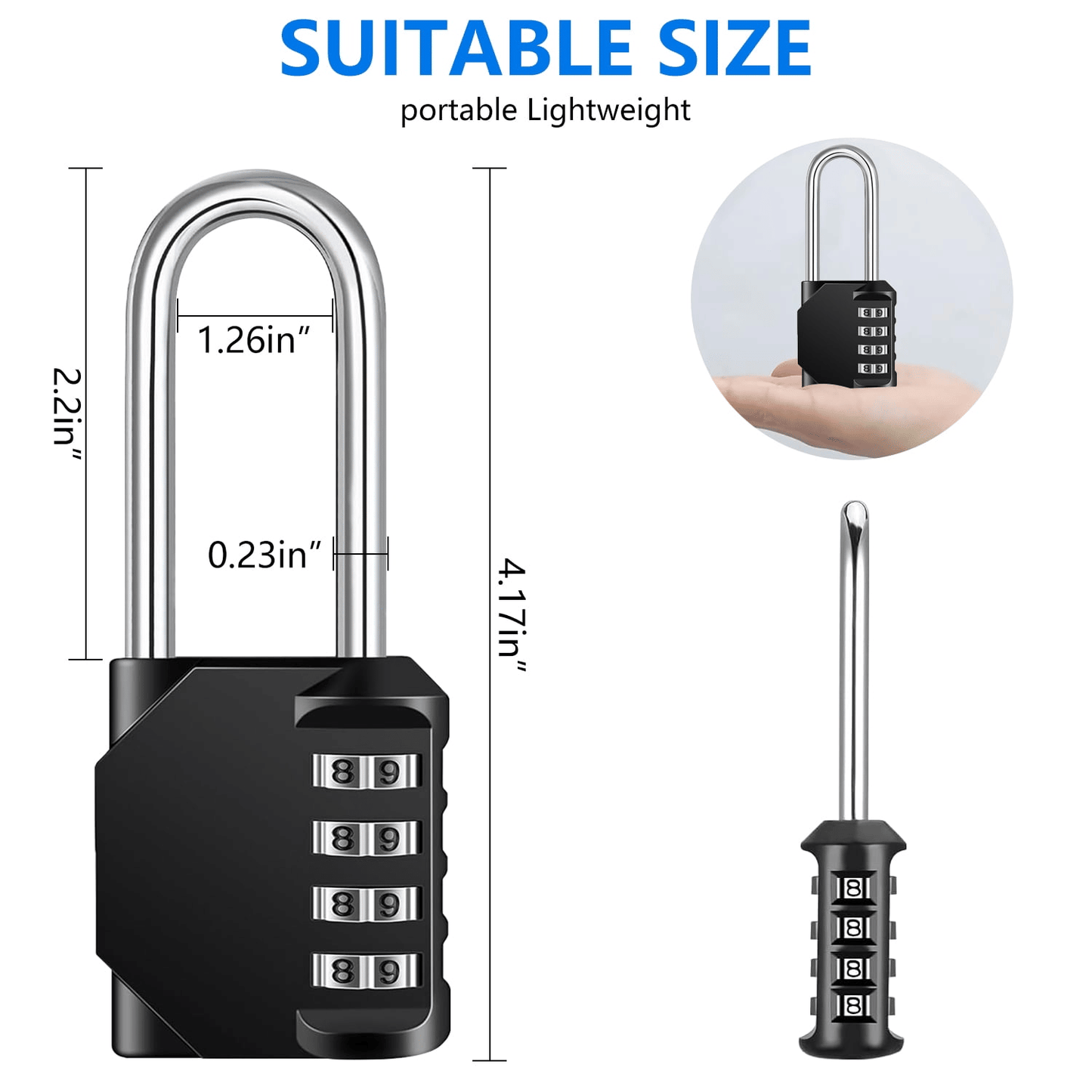 2 Pack Combination Lock, 2.2 inch Long Shackle Padlock, 4 Digit Locker Lock Number Gate Lock for School Gym Locker, Black EasyOptionXY LLC
