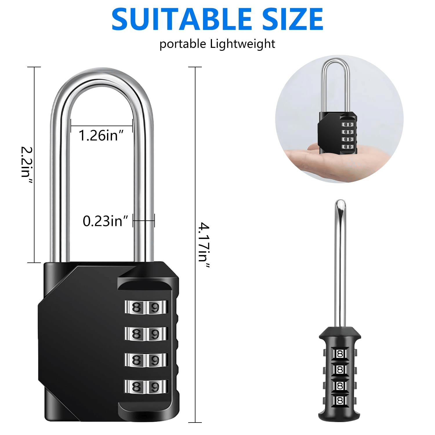 2 Pack Combination Lock, 2.2 inch Long Shackle Padlock, 4 Digit Locker Lock Number Gate Lock for School Gym Locker, Black EasyOptionXY LLC