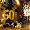 60th Birthday Decorations Kit, Large Number 60 Balloons, Black and Gold Happy Birthday Banner with Latex and Star Balloons, 60 Birthday Balloons Set Party Supplies, 24 Pack EasyOptionXY LLC