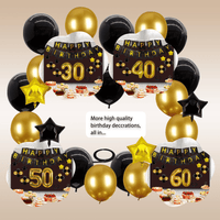 60th Birthday Decorations Kit, Large Number 60 Balloons, Black and Gold Happy Birthday Banner with Latex and Star Balloons, 60 Birthday Balloons Set Party Supplies, 24 Pack EasyOptionXY LLC