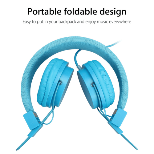 Kids Over Ear Headphones, Noise Cancelling Wired Earphone for Boys Girls, 3.5mm Foldable Headset Suitable for IOS Android Smartphones, Blue EasyOptionXY LLC