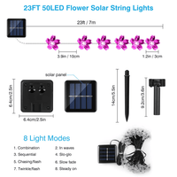 23ft 50 LED Solar Flower String Lights, Outdoor Cherry Blossoms Solar Fairy Lights for Fence Garden Yard Patio Tree Decor, Pink EasyOptionXY LLC
