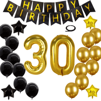 30th Birthday Decorations Kit, Large Number 30 Balloons, Black and Gold Happy Birthday Banner with Latex and Star Balloons, 30 Birthday Balloons Set Party Supplies, 24 Pack EasyOptionXY LLC