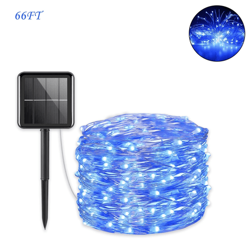66 FT 200 LED Outdoor Solar String Lights, Waterproof Solar Fairy Lights for for Garden Patio Yard Decorative (Blue) EasyOptionXY LLC