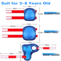 Kids Guards Protective Gear for 3-8 Years Toddlers, Blue+Red Knee Pads Elbow Pads with Wrist 3 in 1 Sports Gear Set for Bike, Cycling, Roller Skating, Skateboard EasyOptionXY LLC
