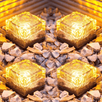 4 Pack LED Ice Cube Lights, Solar Brick Lights Outdoor, Solar Frosted Glass Light, Landscape Light Buried Light for Patio Pool Decorations, Warm White EasyOptionXY LLC