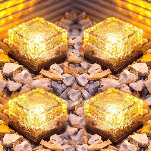 4 Pack LED Ice Cube Lights, Solar Brick Lights Outdoor, Solar Frosted Glass Light, Landscape Light Buried Light for Patio Pool Decorations, Warm White EasyOptionXY LLC