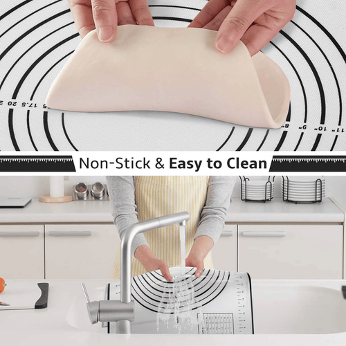 Silicone Pastry Mat, Non-Stick Cooking Mat, Reusable Baking Mat Dough Rolling Mat for Cookies, Pie, Bread and Pastry, 23.6" x 15.7 ", Black EasyOptionXY LLC