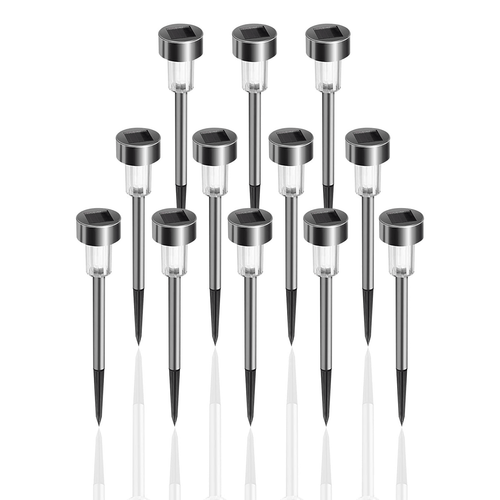 12 Pack Solar Lights Outdoor, Stainless Steel Solar Garden Lights, Waterproof LED Landscape Lighting for Pathway Patio Yard Walkway Decoration, Cool White EasyOptionXY LLC