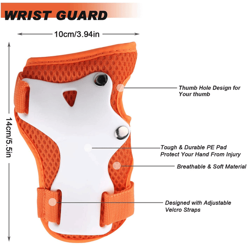 Kids Guards Protective Gear for 3-8 Years Toddlers, Orange Knee Pads Elbow Pads with Wrist 3 in 1 Sports Gear Set for Bike, Cycling, Roller Skating, Skateboard EasyOptionXY LLC