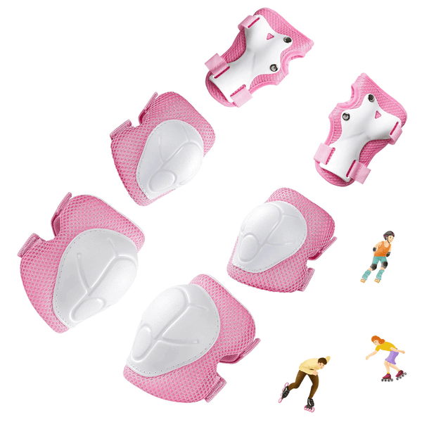 Kids Protective Gear, Knee Elbow Pads with Wrist 3 in 1 Sports Gear Set for Bike, Cycling, Skateboard, Pink EasyOptionXY LLC