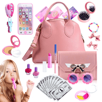 Pretend Play Girl Toys for 3 4 5 6 7 8 Years Old, Toddler Play Purse Set with Handbag, Makeup Kit, Wallet Phones Sunglasses Keys Credit Cards, Kids Toy Purse Gifts, 31 Pieces EasyOptionXY LLC