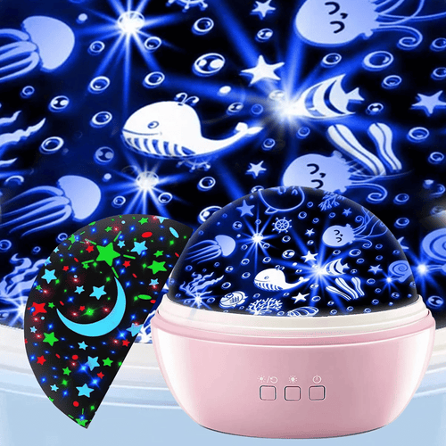 Night Light Projector for Kids, 2 in 1 Ocean and Starry Projector, 360¡ã Rotating Baby Night Lights Lamp for Bedroom Christmas Birthday Gifts, Pink EasyOptionXY LLC