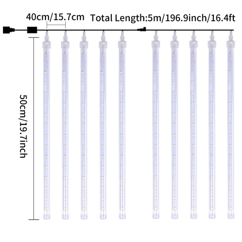 Meteor Shower Rain Lights, 20 inch 10 Tube 540 LED Icicle Falling Raindrop Lights, Outdoor Christmas String Lights for Xmas Wedding Party Decor, Multicor EasyOptionXY LLC