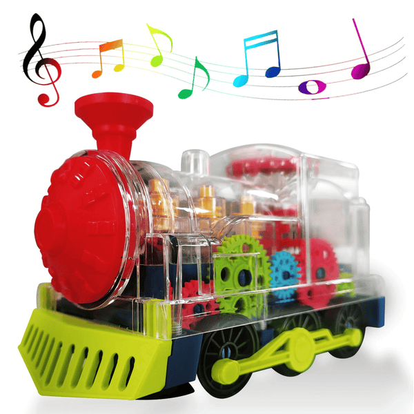 Gear Toy Train, Early Educational Transparent Kids Music Train Toy, Children Electric Rotating Mechanical Gear Train with Flashing Light Train Toy for Boys Toddlers EasyOptionXY LLC