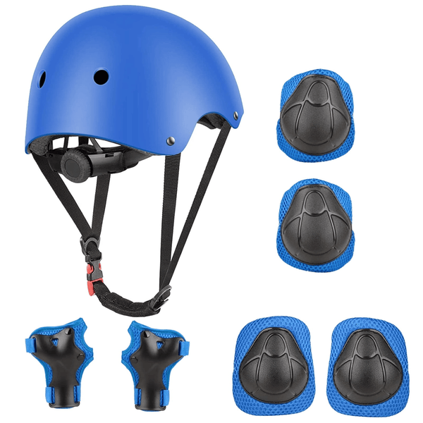 Kids Bike Helmet Set, Adjustable Helmet Elbow Wrist Guards for 3~10yrs Girls Boys, Protective Gear Set for Roller Skates Cycling Bike Rollerblading Scooter, Blue EasyOptionXY LLC