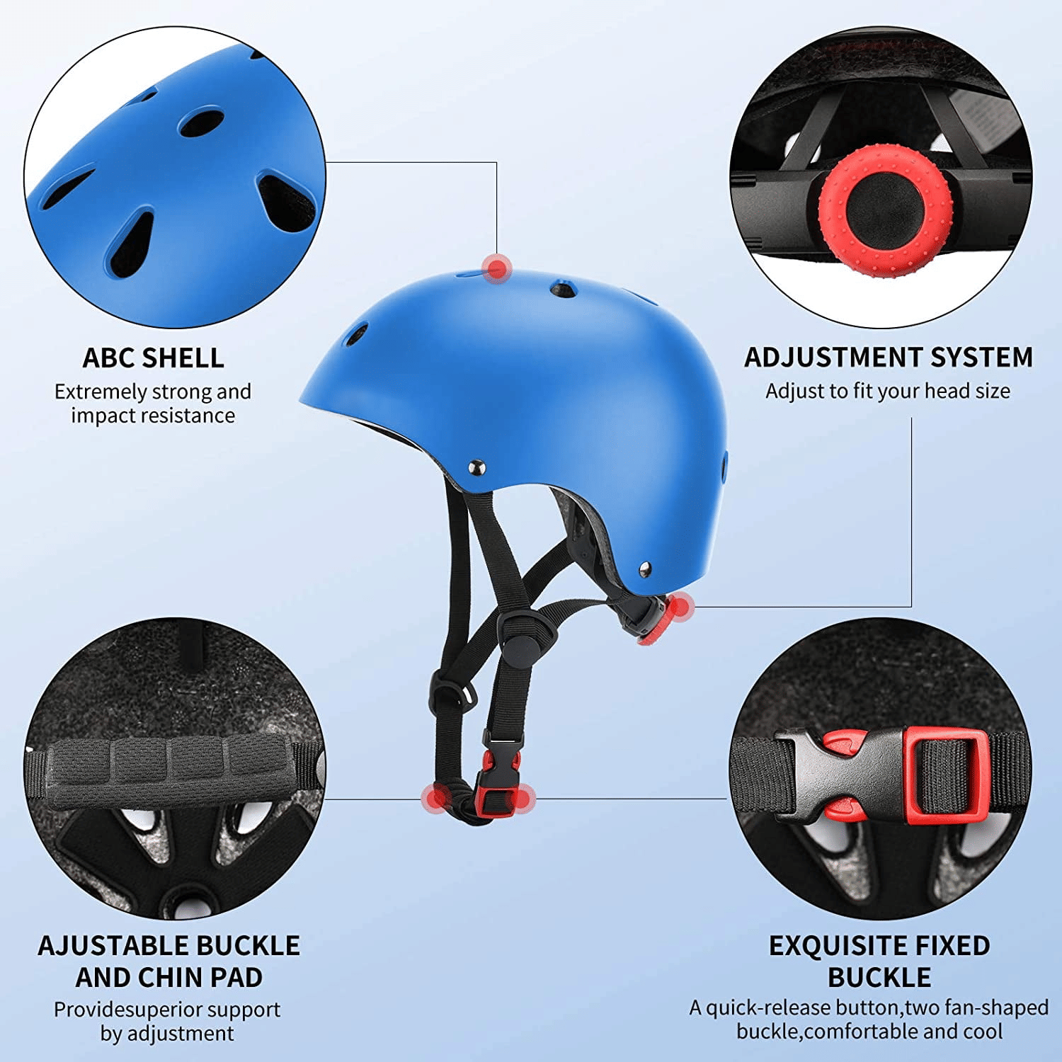 Kids Bike Helmet Set, Adjustable Helmet Elbow Wrist Guards for 3~10yrs Girls Boys, Protective Gear Set for Roller Skates Cycling Bike Rollerblading Scooter, Blue EasyOptionXY LLC