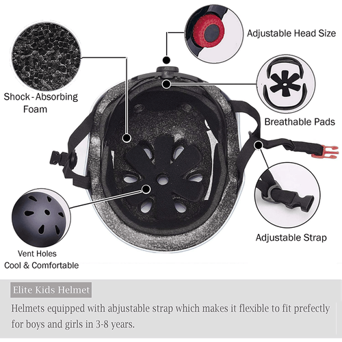 Kids Bike Helmet Set, Adjustable Helmet Elbow Wrist Guards for 3~10yrs Girls Boys, Protective Gear Set for Roller Skates Cycling Bike Rollerblading Scooter, Blue EasyOptionXY LLC