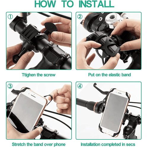 Bicycle & Motorcycle Phone Mount, 3 Packs Silicone Cell Phone Holder Band, Universal Adjustable Bike Phone Holder for Bicycle Bike, Motorcycle, Handlebar (Red, Green, Black) EasyOptionXY LLC