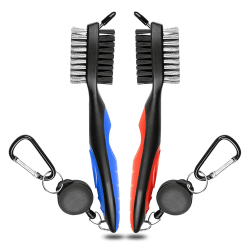 Retractable Golf Club Cleaning Kit (2 Pack), Golf Club Brush Groove Cleaner with Zip-line and Aluminum Carabiner, Easily Attaches to Golf Bag EasyOptionXY LLC