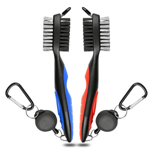 Retractable Golf Club Cleaning Kit (2 Pack), Golf Club Brush Groove Cleaner with Zip-line and Aluminum Carabiner, Easily Attaches to Golf Bag EasyOptionXY LLC