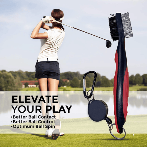 Retractable Golf Club Cleaning Kit (2 Pack), Golf Club Brush Groove Cleaner with Zip-line and Aluminum Carabiner, Easily Attaches to Golf Bag EasyOptionXY LLC