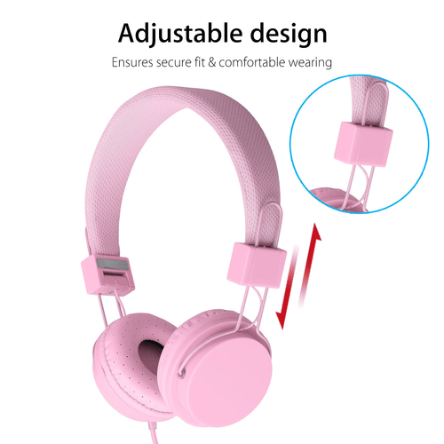 Kids Over Ear Headphones, Noise Cancelling Wired Earphone for Boys Girls, 3.5mm Foldable Headset Suitable for IOS Android Smartphones, Pink EasyOptionXY LLC