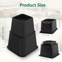 8 Pack Bed Risers, Heavy Duty Bed Furniture Risers, Adjustable Bed Elevators in Heights 3 or 5 inch, Stackable Risers for Sofa, Chair, Desk, Table Legs, Black EasyOptionXY LLC