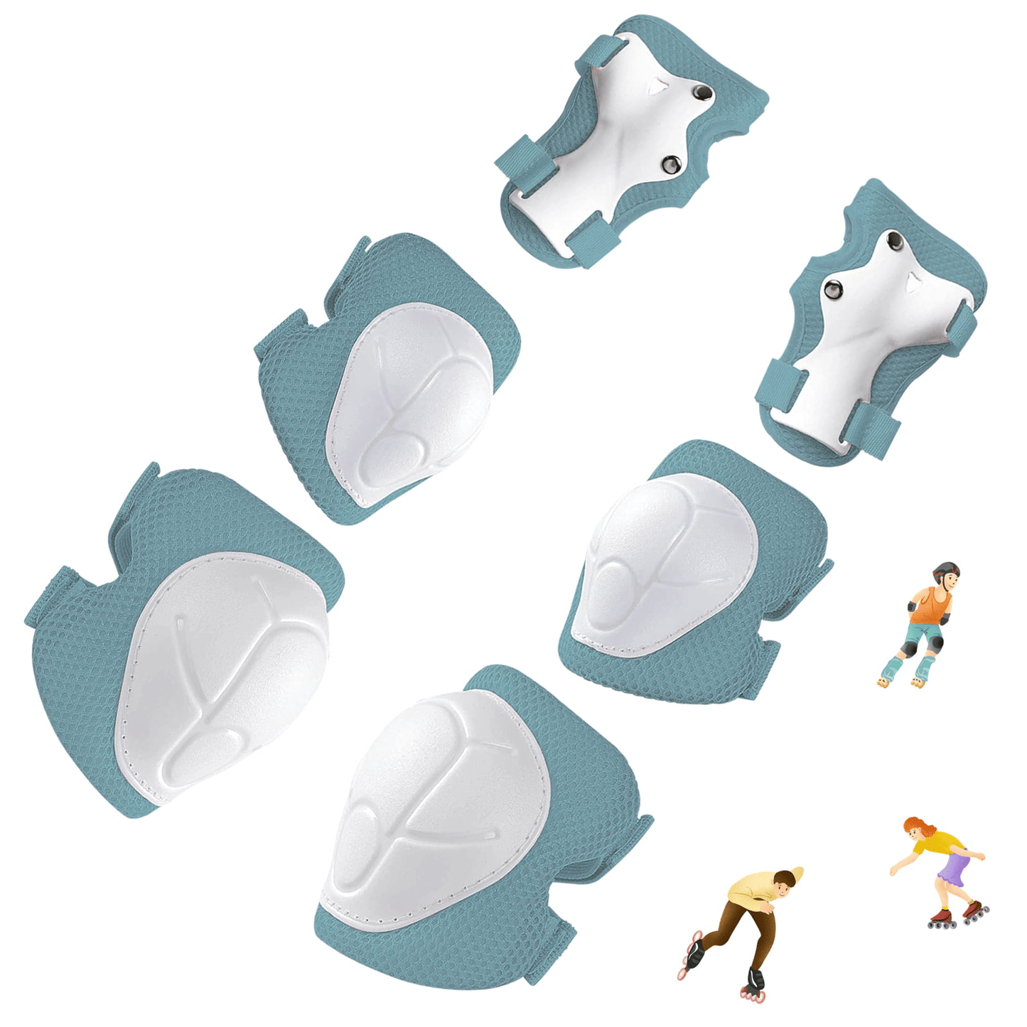 Kids Guards Protective Gear for 3-8 Years Toddlers, Light Blue Knee Pads Elbow Pads with Wrist 3 in 1 Sports Gear Set for Bike, Cycling, Roller Skating, Skateboard EasyOptionXY LLC