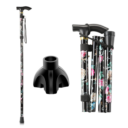 KEKOY Walking Cane for Women & Men, T Handle Portable and Foldable Walking Sticks for Seniors, Adjustable Walking Cane with 2 Replaceable Cane Tips EasyOptionXY LLC