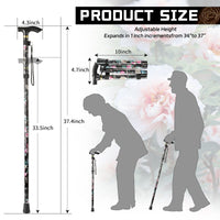 KEKOY Walking Cane for Women & Men, T Handle Portable and Foldable Walking Sticks for Seniors, Adjustable Walking Cane with 2 Replaceable Cane Tips EasyOptionXY LLC