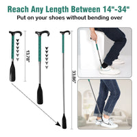KEKOY 14" to 34" Shoe Horn Long Handle, Adjustable and Retractable Expander Shoe Stick, Portable Stainless Steel Long Shoehorn for Seniors EasyOptionXY LLC