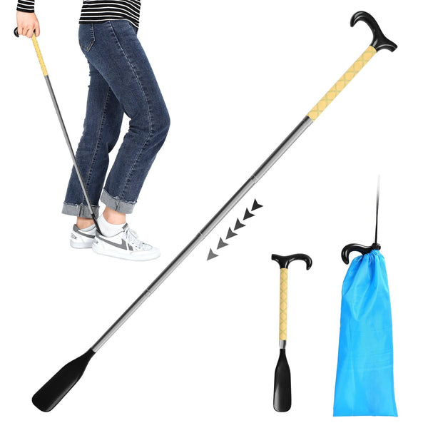 KEKOY Long Handled Shoe Horn, 14" to 34" Stretchable Plastic Shoehorn, Adjustable and Telescopic Shoe Lifter EasyOptionXY LLC