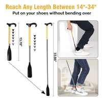 KEKOY Long Handled Shoe Horn, 14" to 34" Stretchable Plastic Shoehorn, Adjustable and Telescopic Shoe Lifter EasyOptionXY LLC