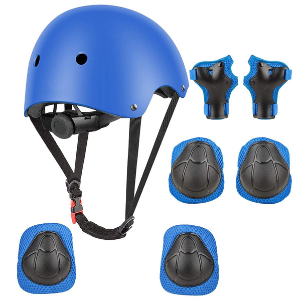 Adjustable Kids Helmet Set, Protective Gear Set with Knee Pads and Elbow Wrist Guards for 3~10yrs Girls Boys Bike Roller Skating Cycling Scooter, Blue EasyOptionXY LLC