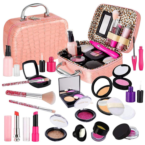 21 Pcs Pretend Makeup Kit for Toddlers, Girls Pretend Play Makeup Set with Cosmetic Bag, Pretend Play Set Cosmetics Toy for Kids Age 3, 4, 5 (Fake Makeup) EasyOptionXY LLC