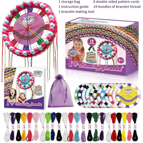 Friendship Bracelet Making Kit for Kids 6-12, Girls DIY Arts & Crafts Toys, Cool Jewelry Briading Maker Kit, Birthday Gifts for Teen Girls, Pink EasyOptionXY LLC