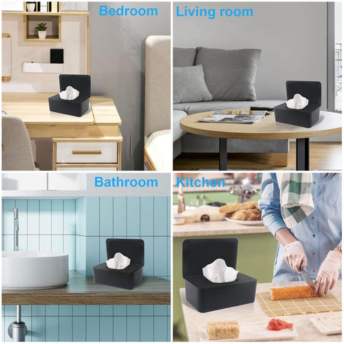 Baby Wipes Dispenser, Wipes Case, Baby Wipe Holder Tissue Storage Box Holder with Sealing Design for Home Office, Black EasyOptionXY LLC