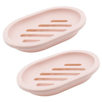 2 Pack Soap Dish with Drain, Plastic Soap Dish Container, Soap Tray for Bathroom Shower Kitchen, Keep Soap Dry & Easy to Clean (Pink) EasyOptionXY LLC