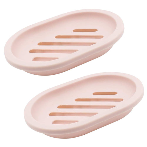 2 Pack Soap Dish with Drain, Plastic Soap Dish Container, Soap Tray for Bathroom Shower Kitchen, Keep Soap Dry & Easy to Clean (Pink) EasyOptionXY LLC