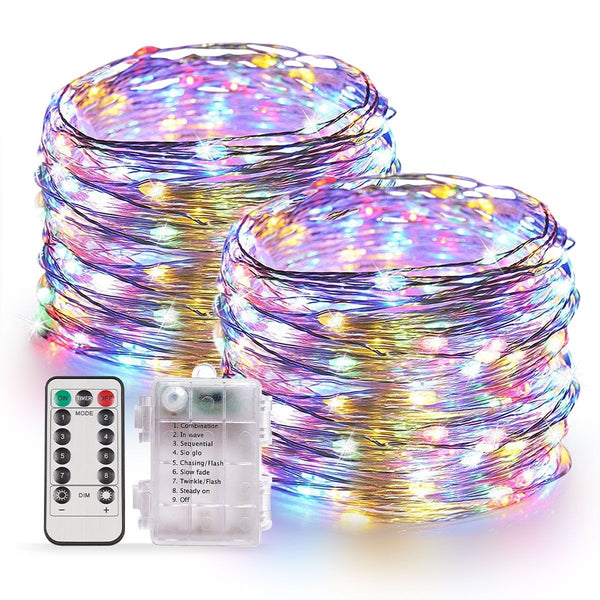 33 Feet 100 LED Fairy Lights with Remote Timer, 2 Pack Battery Operated Twinkle String Lights for Bedroom, Garden, Party, Christmas Indoor and Outdoor Decor, Multicolor EasyOptionXY LLC