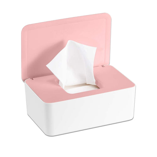 Baby Wipes Dispenser, Wipes Case, Baby Wipe Holder Tissue Storage Box Holder with Sealing Design for Home Office, White & Pink EasyOptionXY LLC
